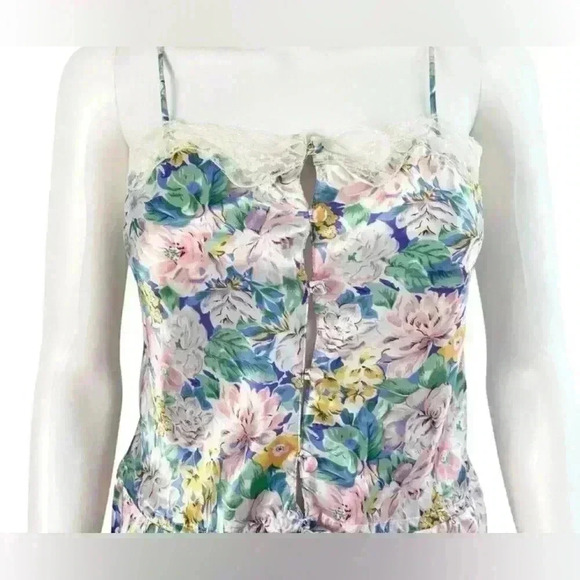 Vintage Victoria’s Secret gold label, 90s floral lace trimmed romper; size S - Picture 3 of 10